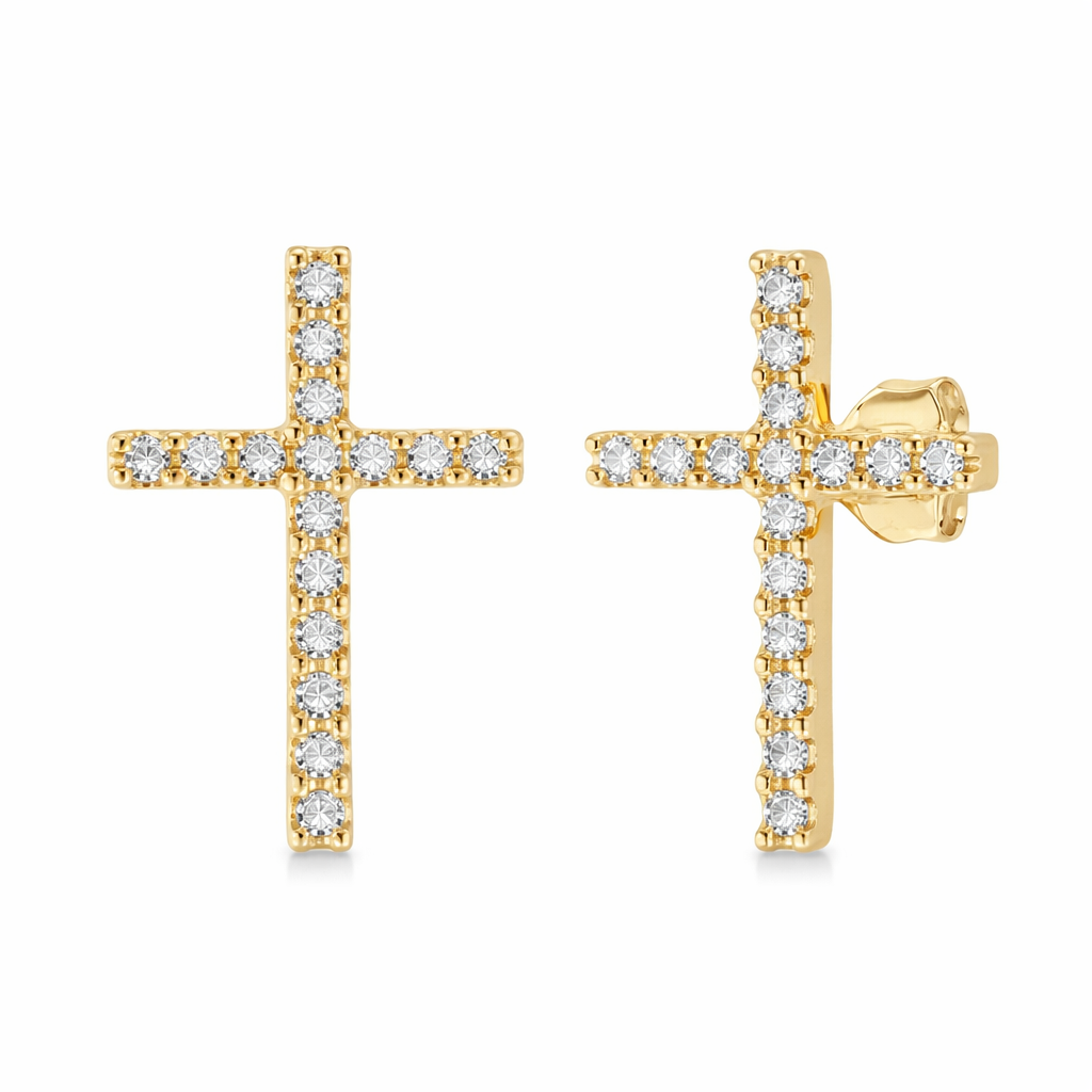 Guided Light Diamond Cross Stud Earrings