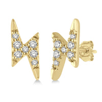Bold and energetic, these 10K yellow gold lightning bolt stud earrings are accented with 1/10 carat total weight of round diamonds for eye-catching sparkle. Their sleek silhouette delivers a modern edge, making them the perfect statement piece for everyday confidence and style.