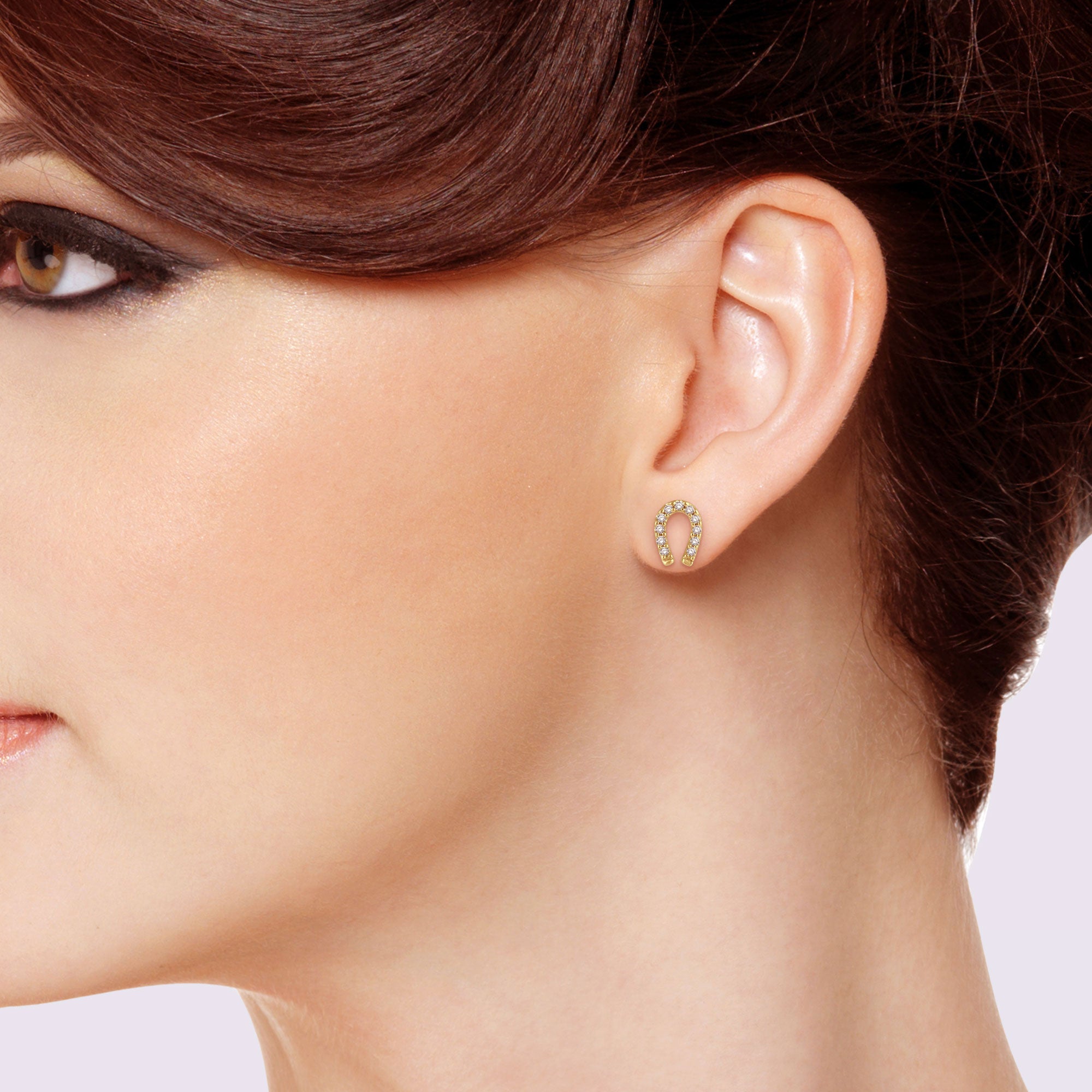 Lucky Arc Diamond Horseshoe Stud Earrings