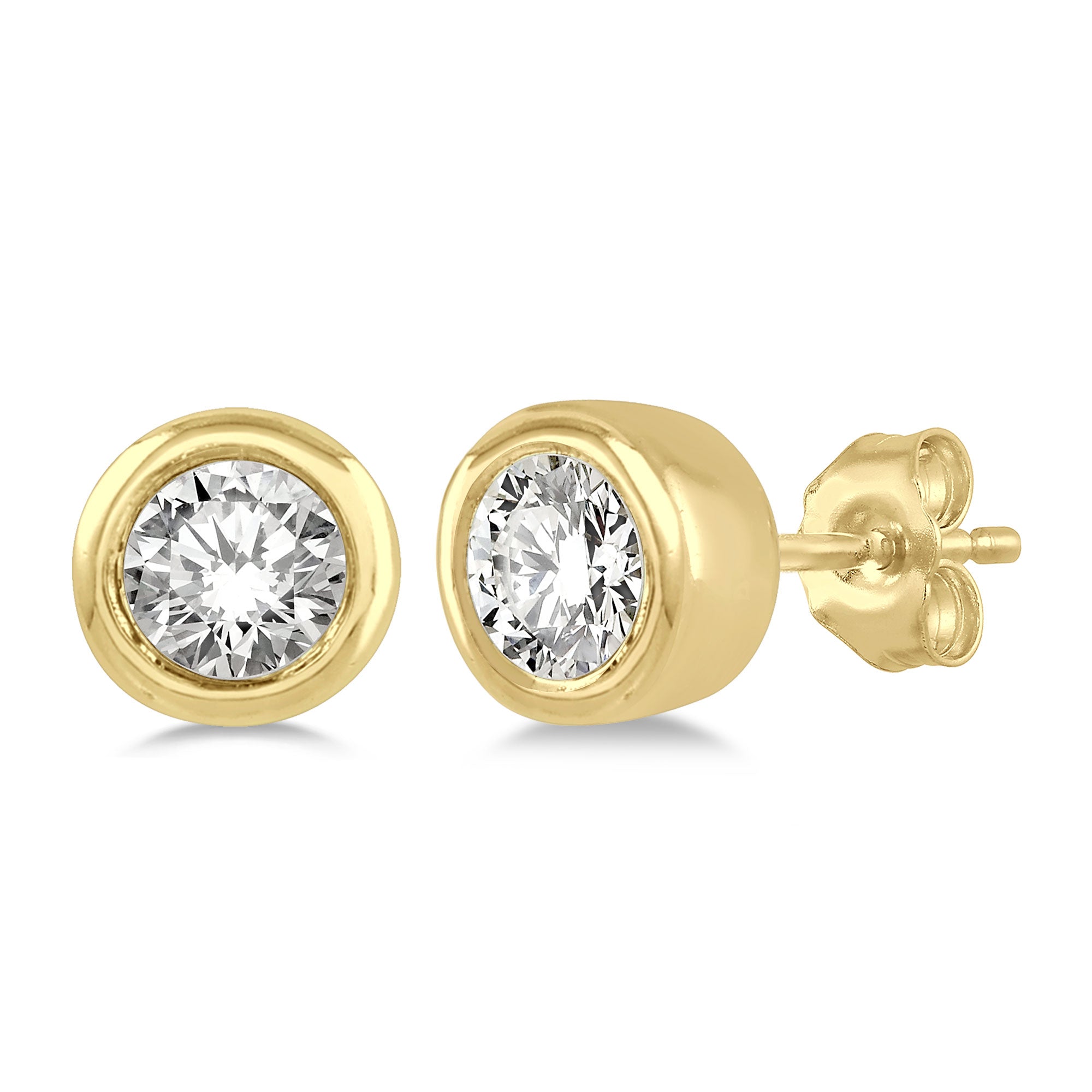 Radiant Edge Round Diamond Stud Earrings