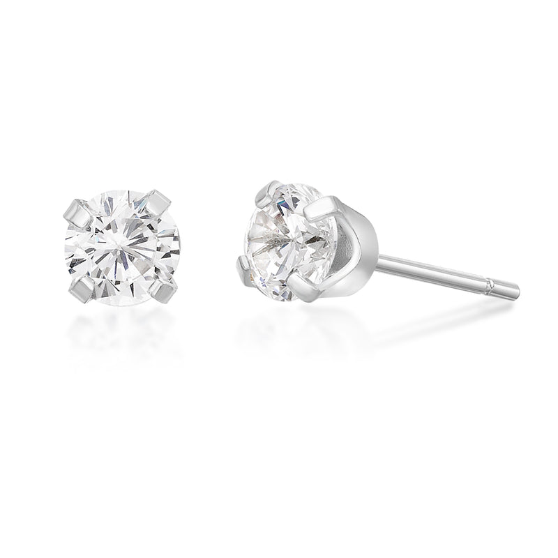 Genuine White Topaz Stud Earrings