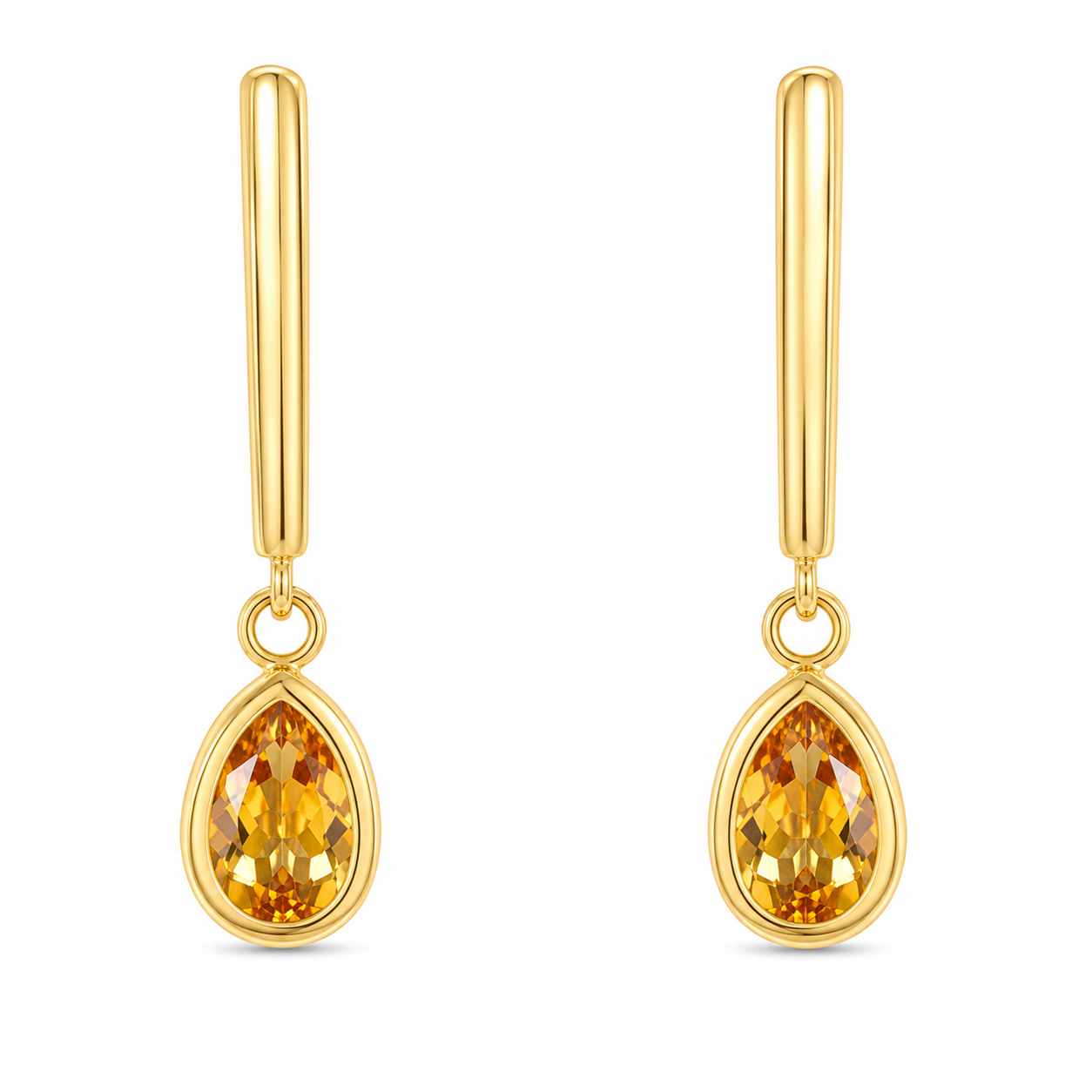 Golden Ember Citrine Drop Earrings