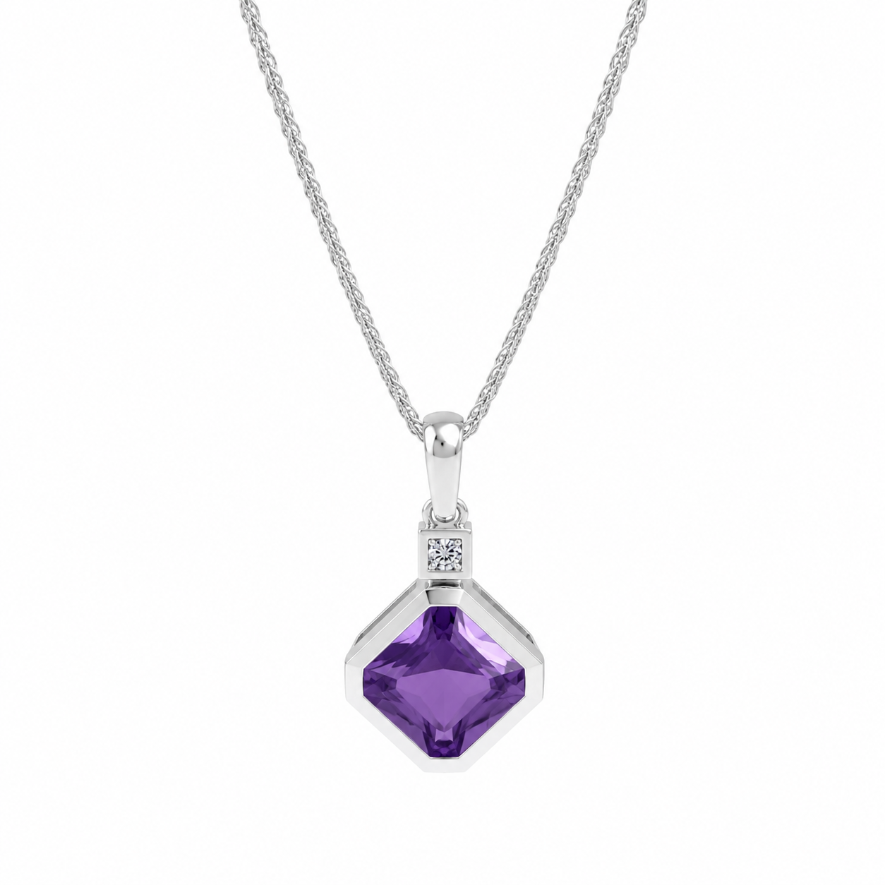 Amethyst Prism Diamond Pendant
