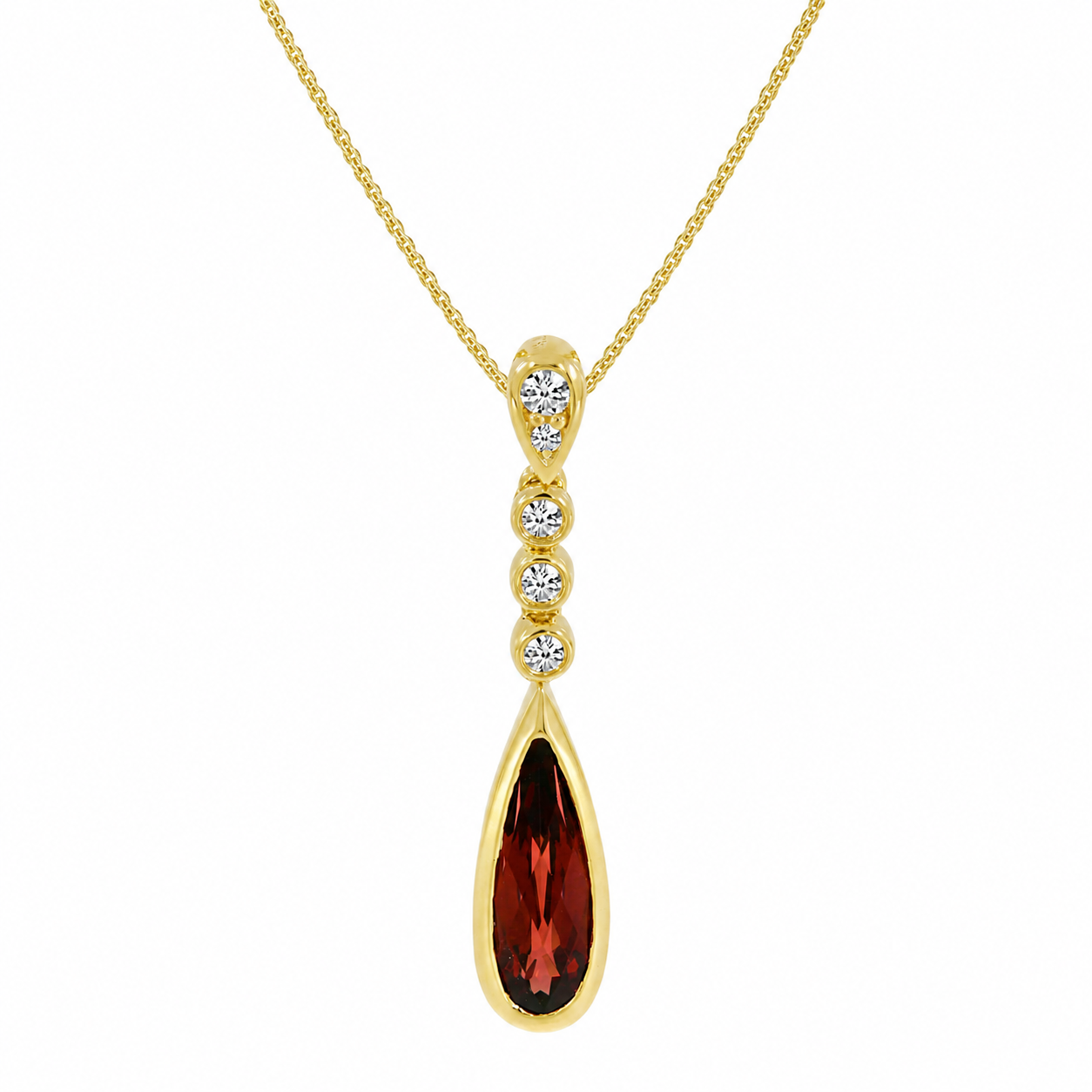 Crimson Cascade Garnet Diamond Pendant