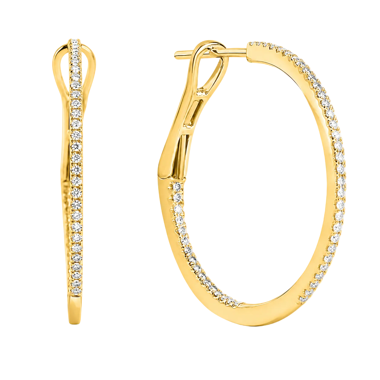 Slim Cassic Diamond Hoop Earrings