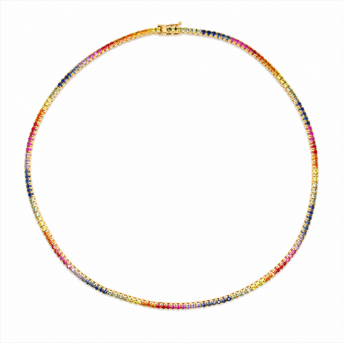Rainbow Sapphire Gradient Tennis Necklace