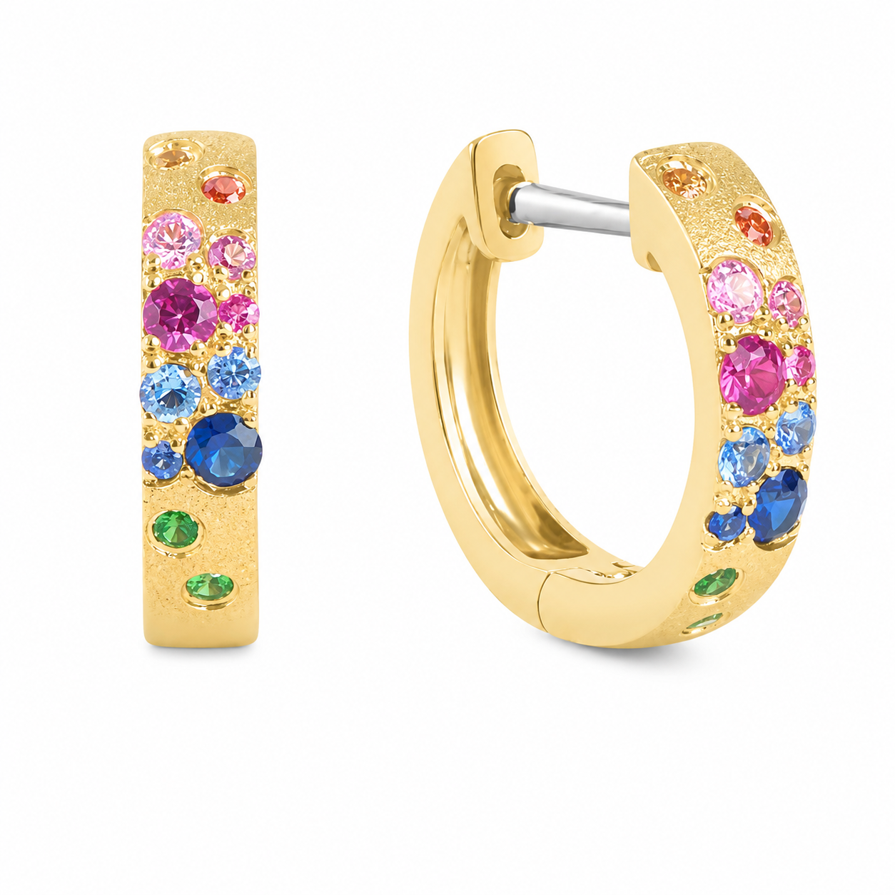 Cascade Confetti Rainbow Huggie Earrings