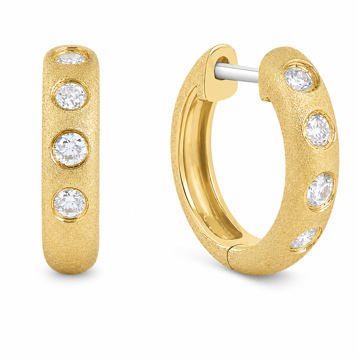Satin Spark Diamond Huggie Earrings