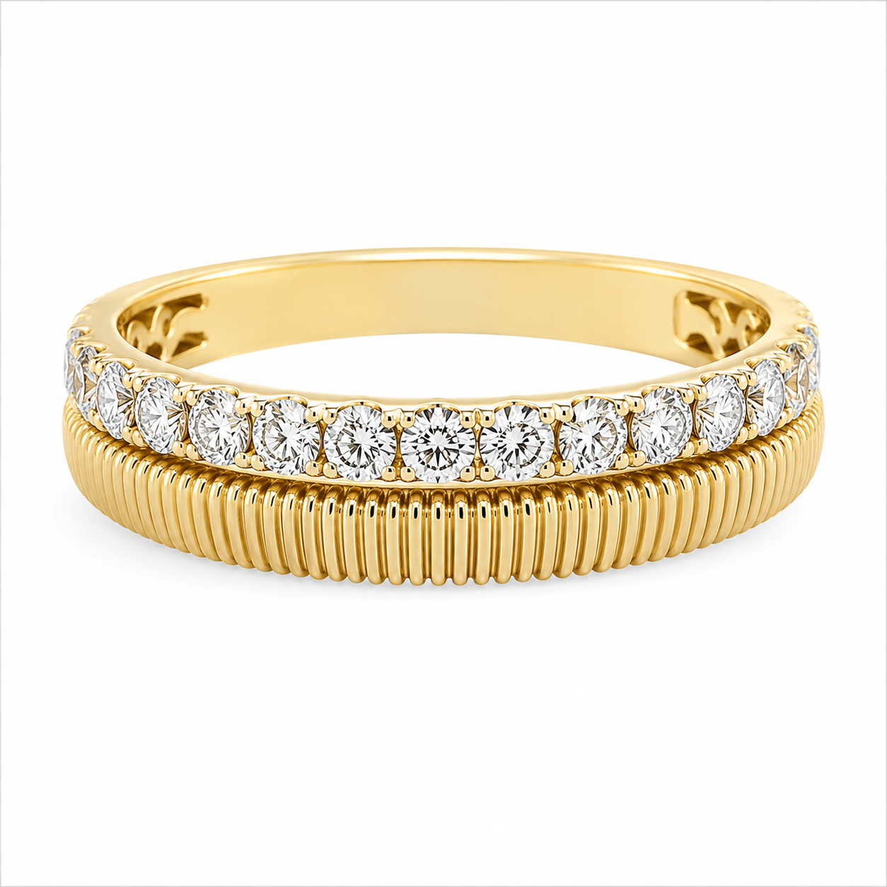 Ribbed Edge Diamond Ring