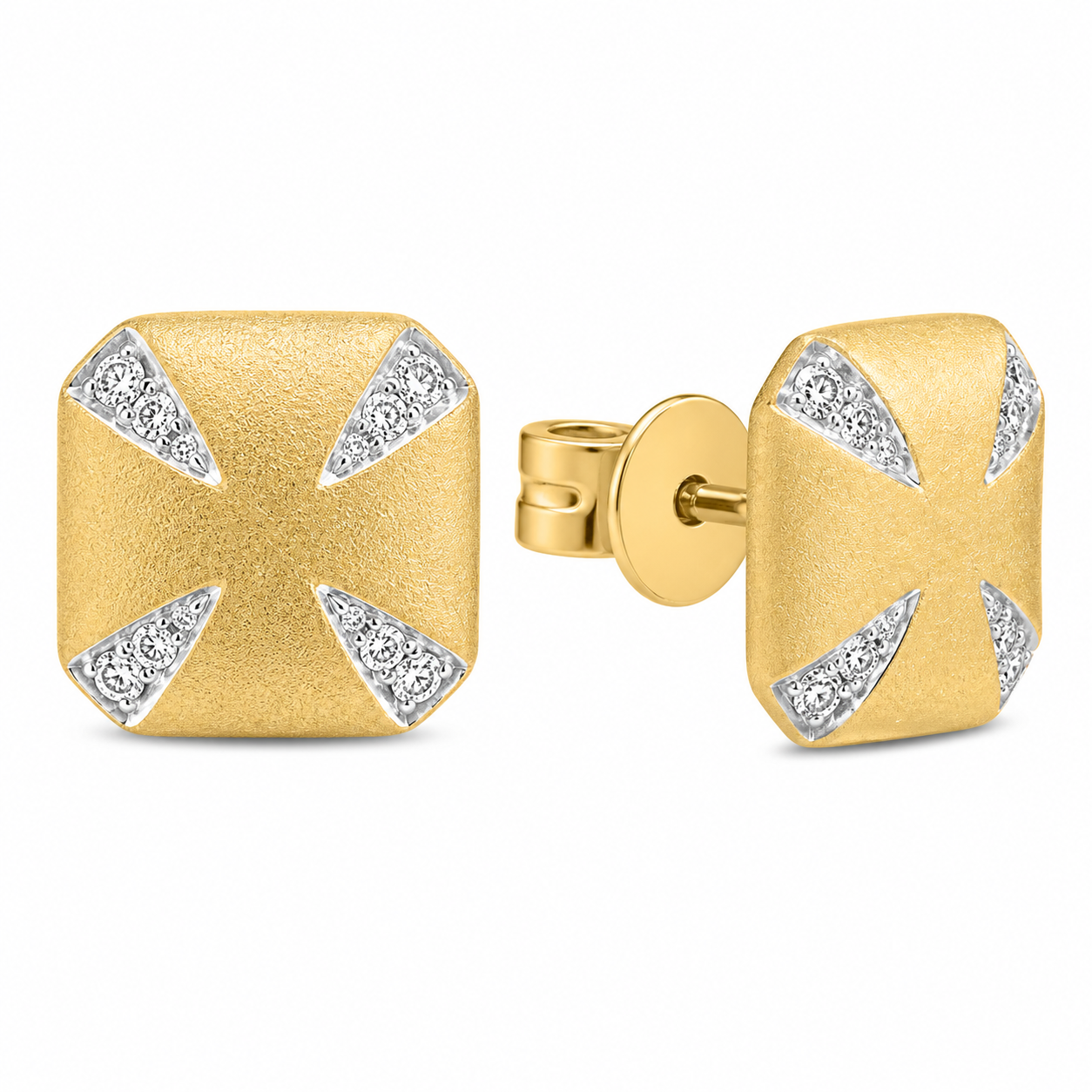 Satin Point Diamond Stud Earrings