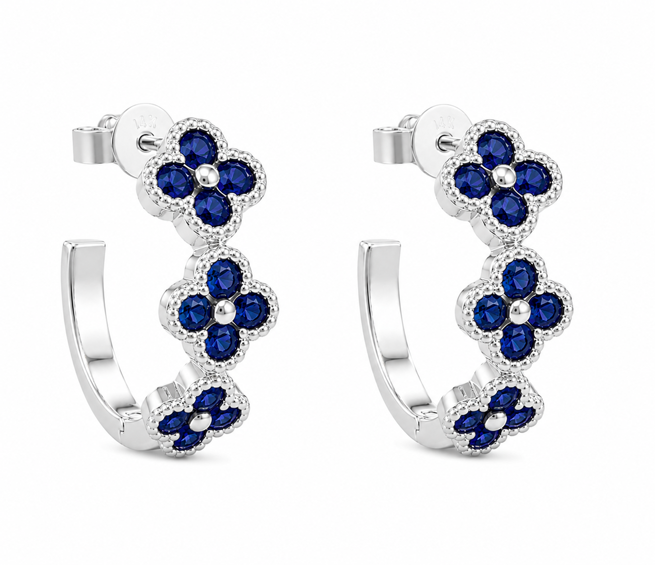 Sapphire Floret Hoop Earrings
