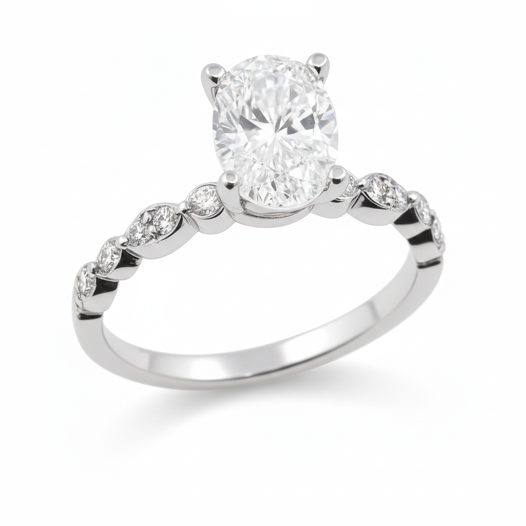 Love Story® Oval Whisper Diamond Semi Mounting Engagement Ring