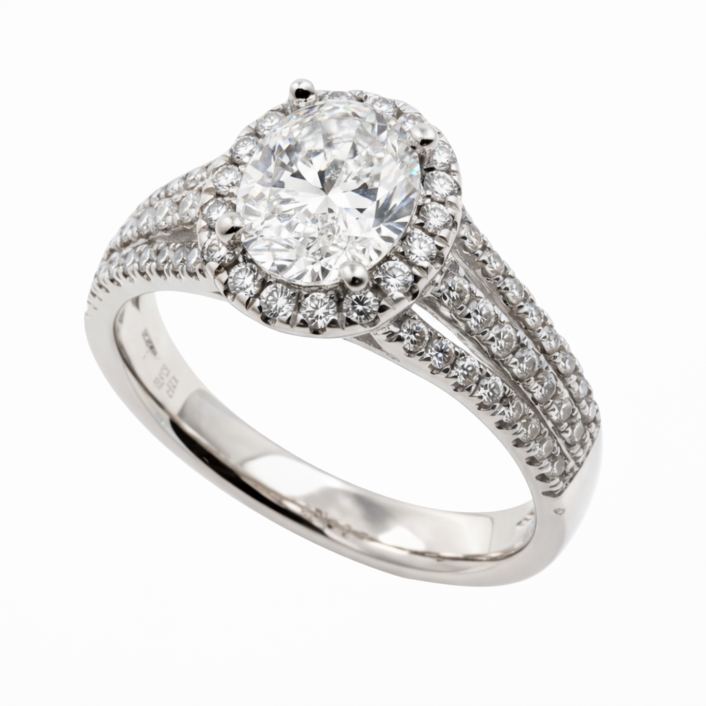 Love Story® Trio Path Oval Diamond Semi Mounting Engagement Ring