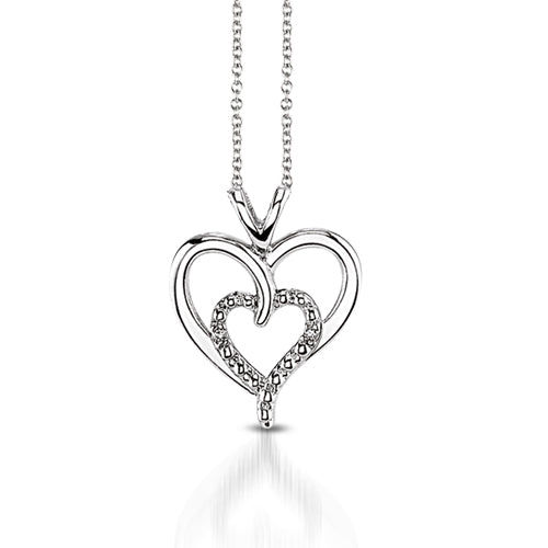 Open Diamond Double Heart Pendant