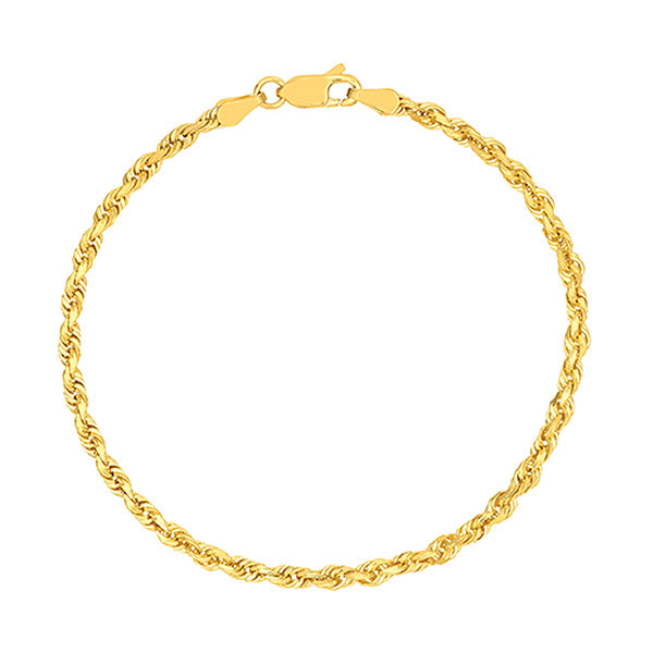 8.5" 3MM Gold Rope Bracelet