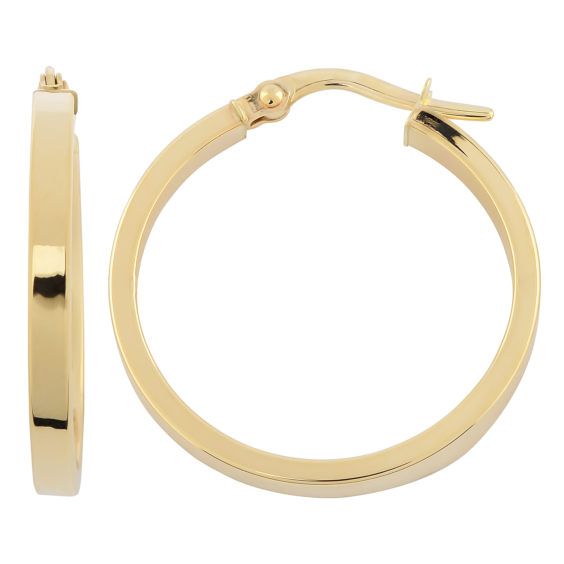 Yellow Gold Knife-Edge Hoop Earrings