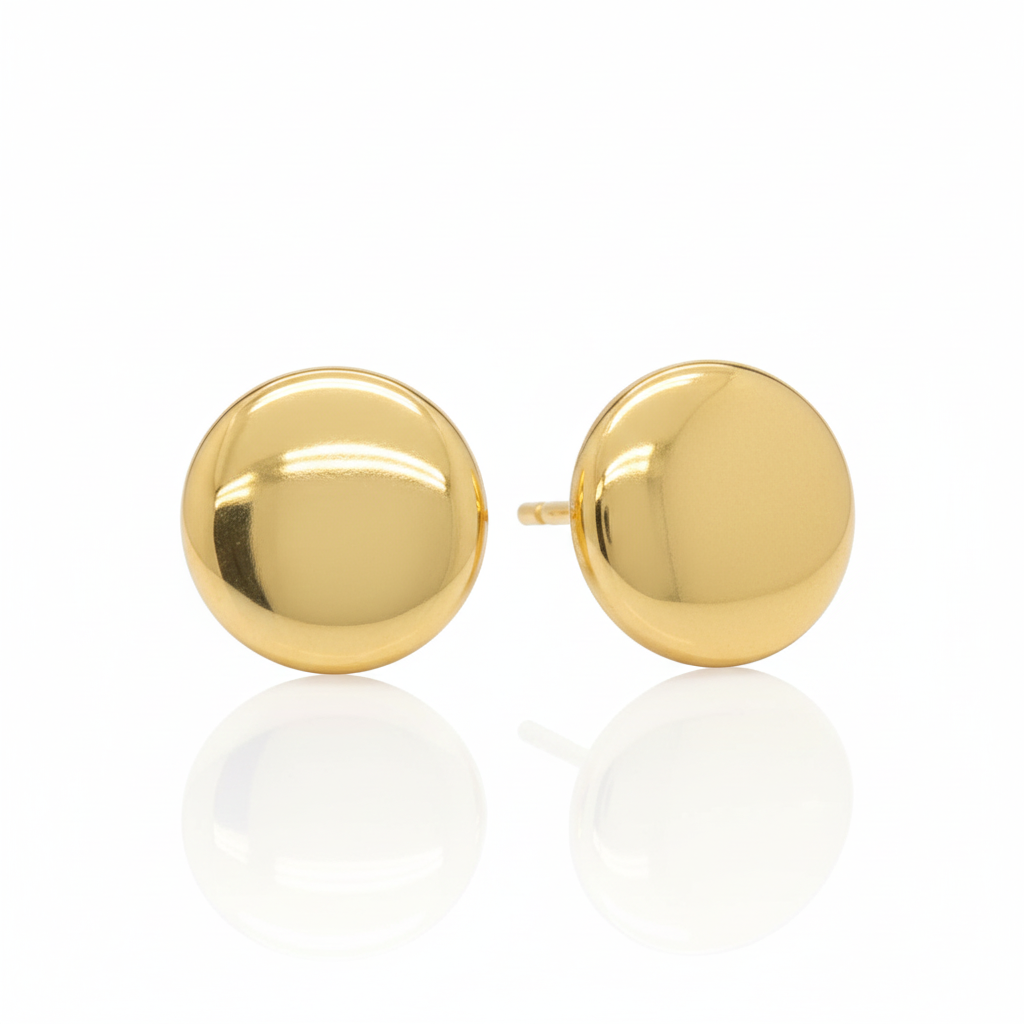 Golden Button Stud Earrings