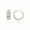 Silver Curb Twist Hoop Earrings