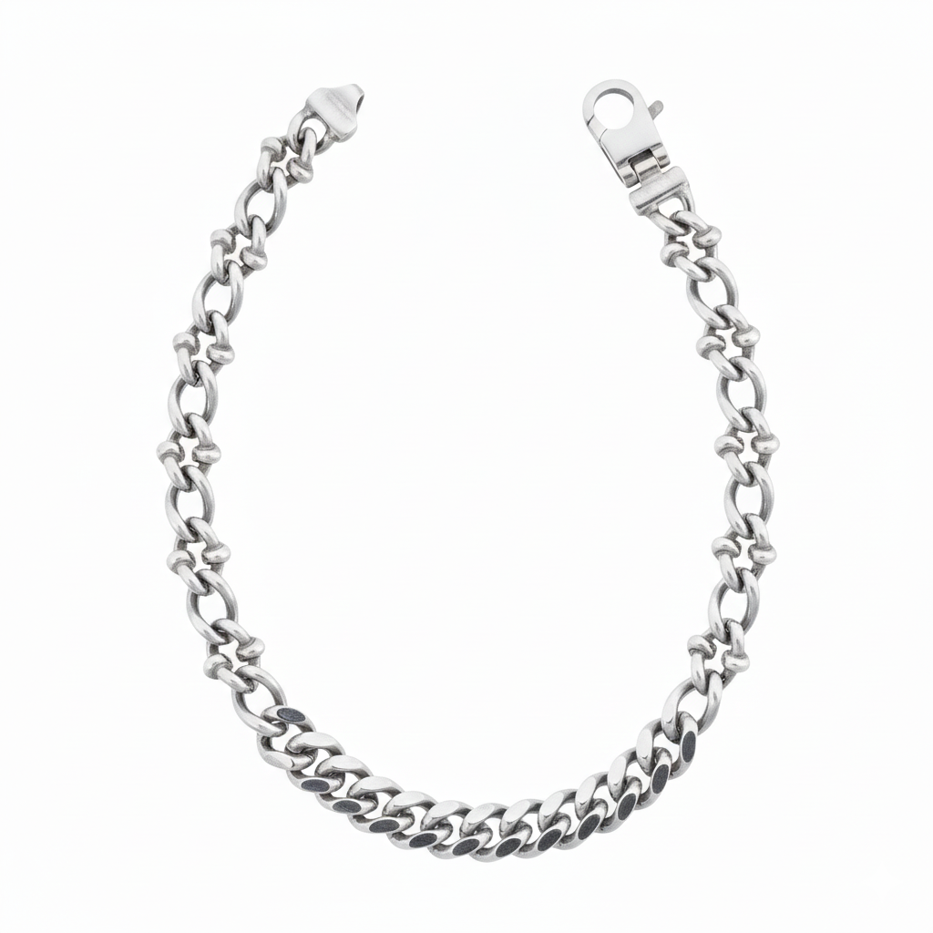 Sterling Silver Mixed Link Bracelet