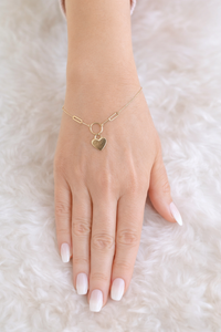 Mixed Link Heart Adjustable Bracelet