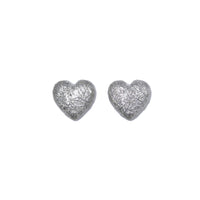 Silver Sparkle Heart Stud Earrings