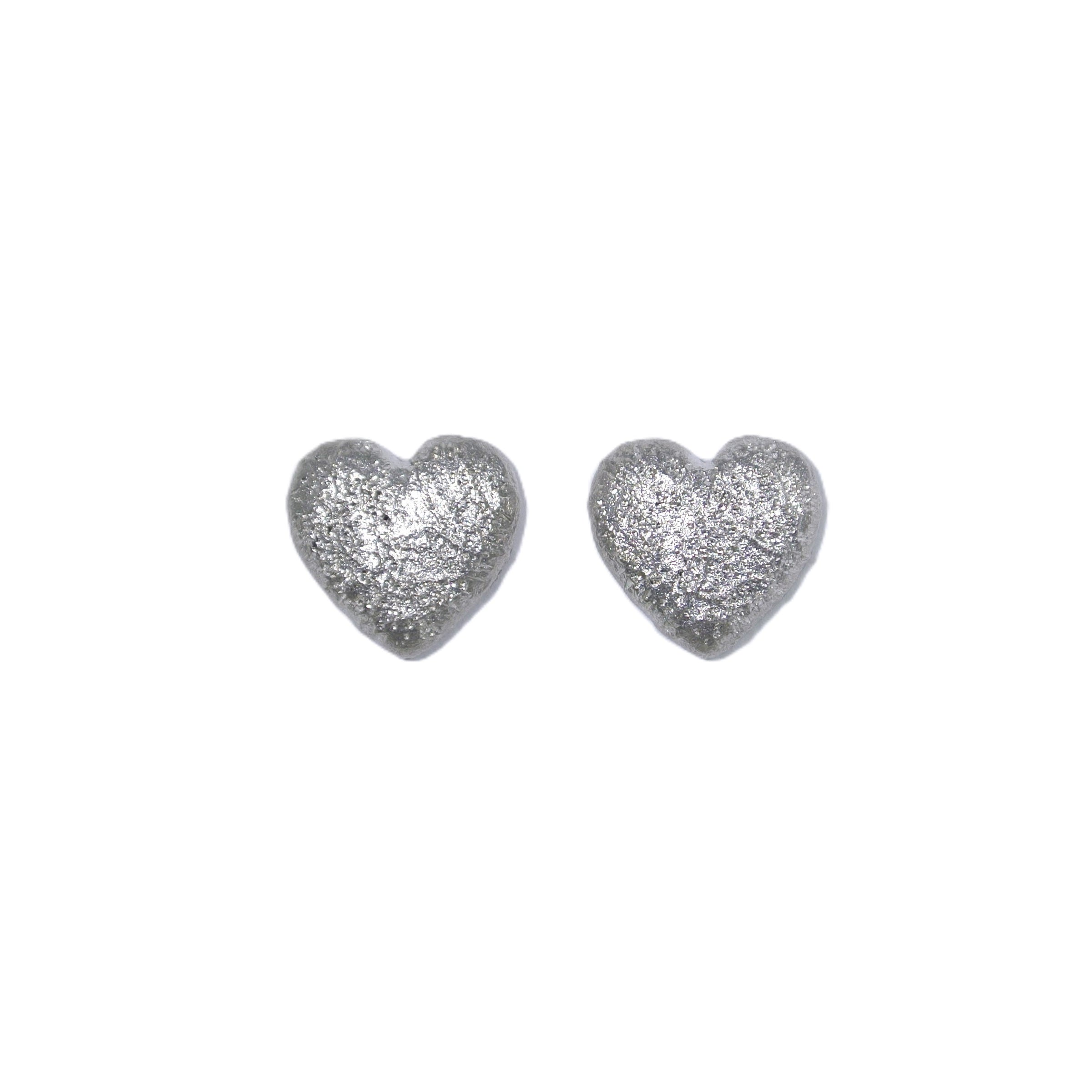 Silver Sparkle Heart Stud Earrings
