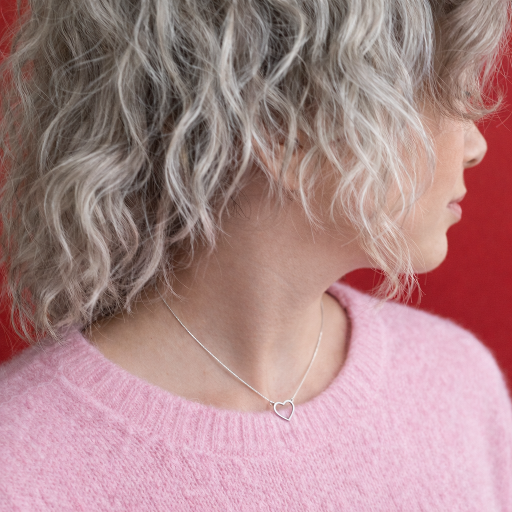 Silver Open Heart Adjustable Necklace