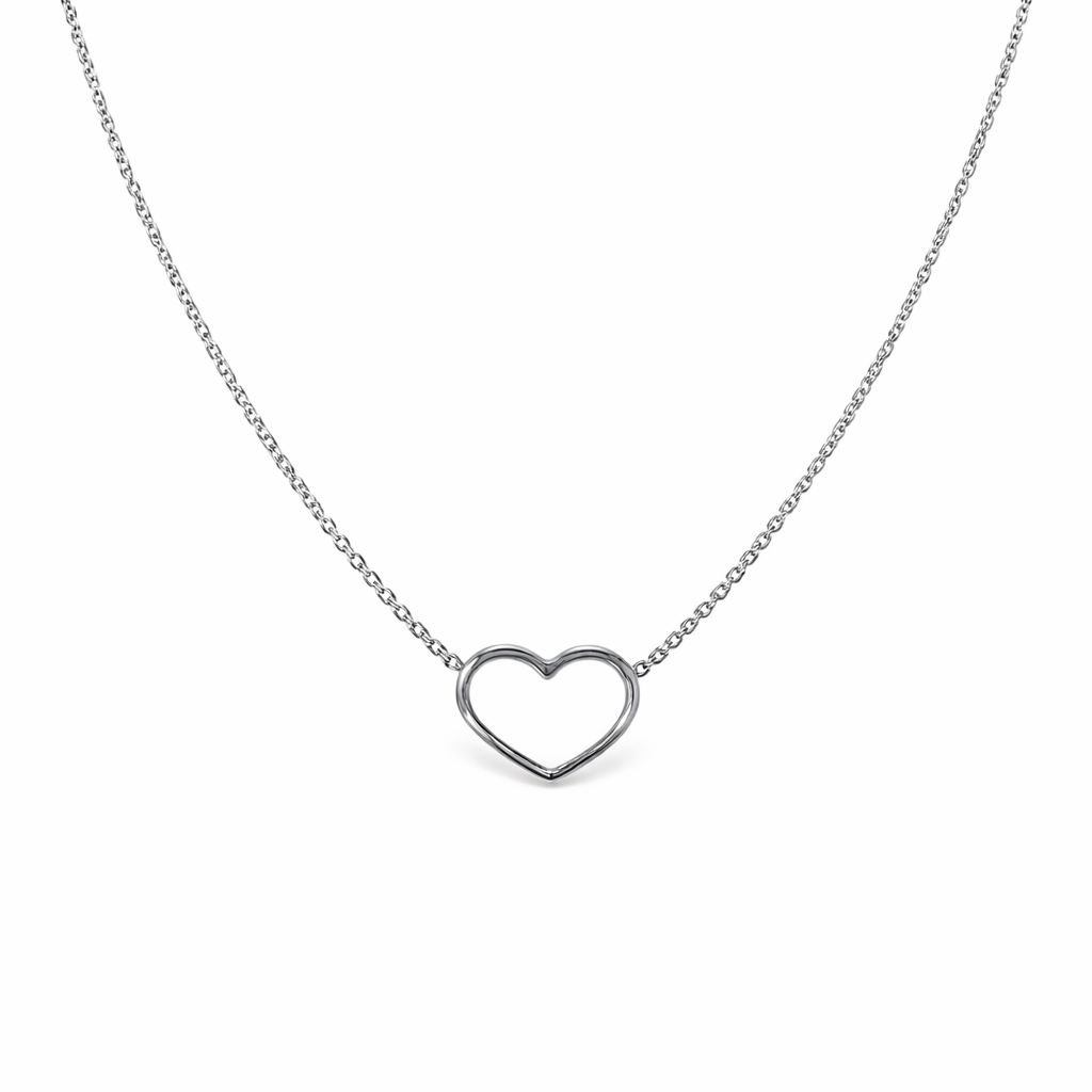 Silver Open Heart Adjustable Necklace