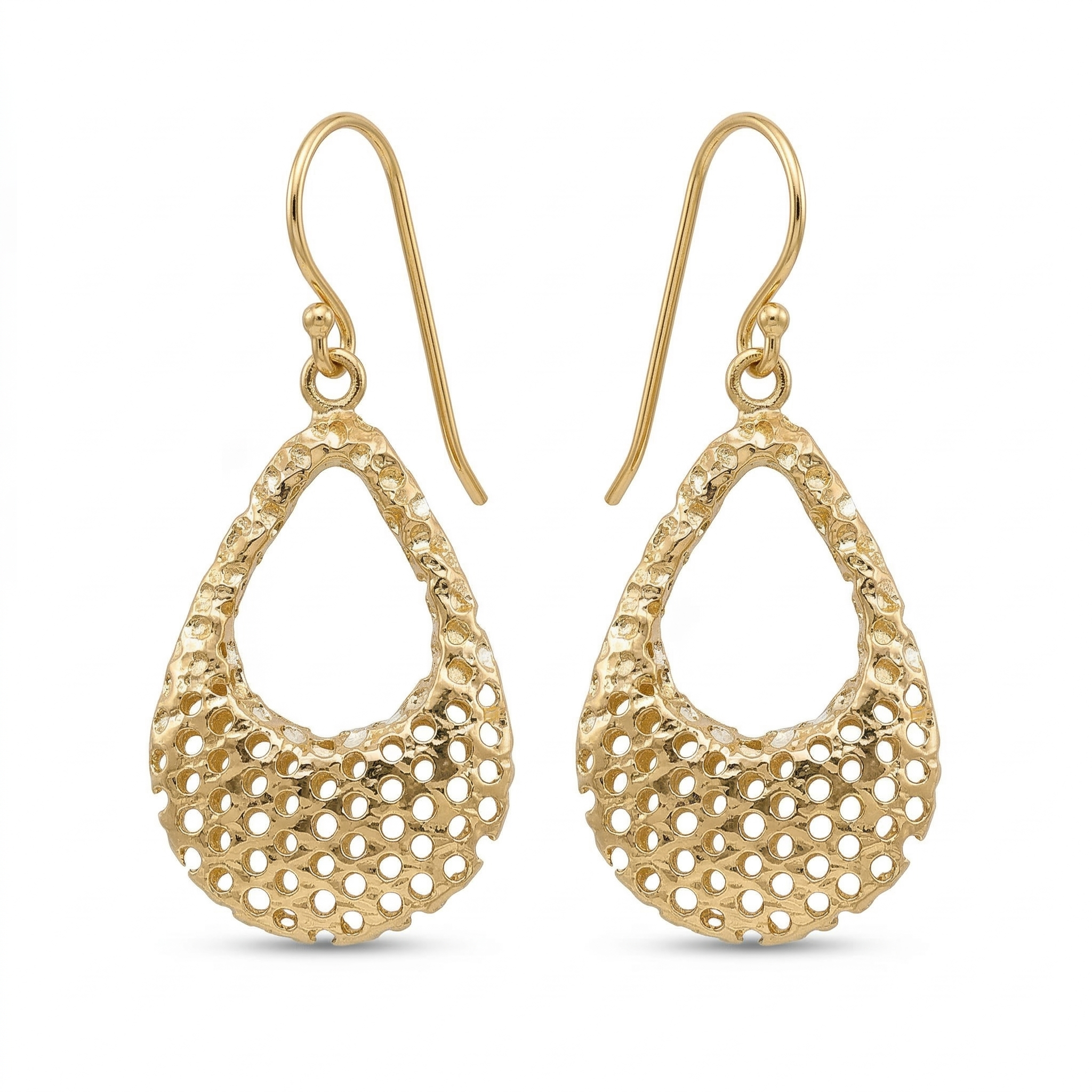 Golden Lattice Teardrop Earrings