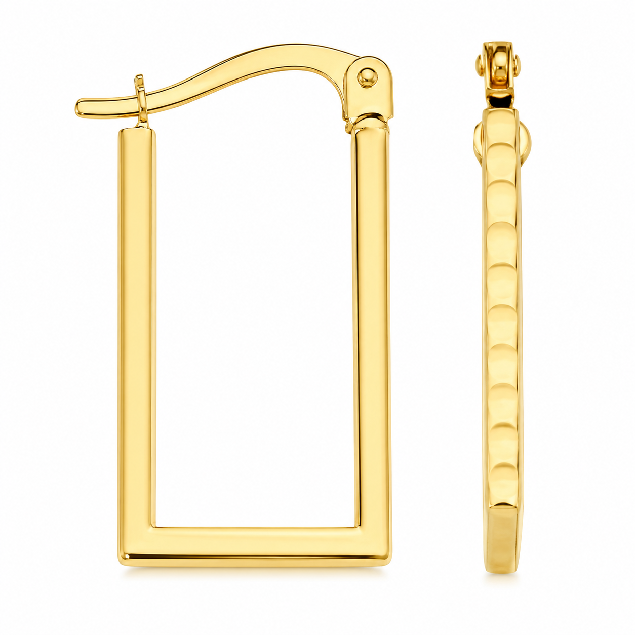 Golden Frame Rectangular Hoop Earrings