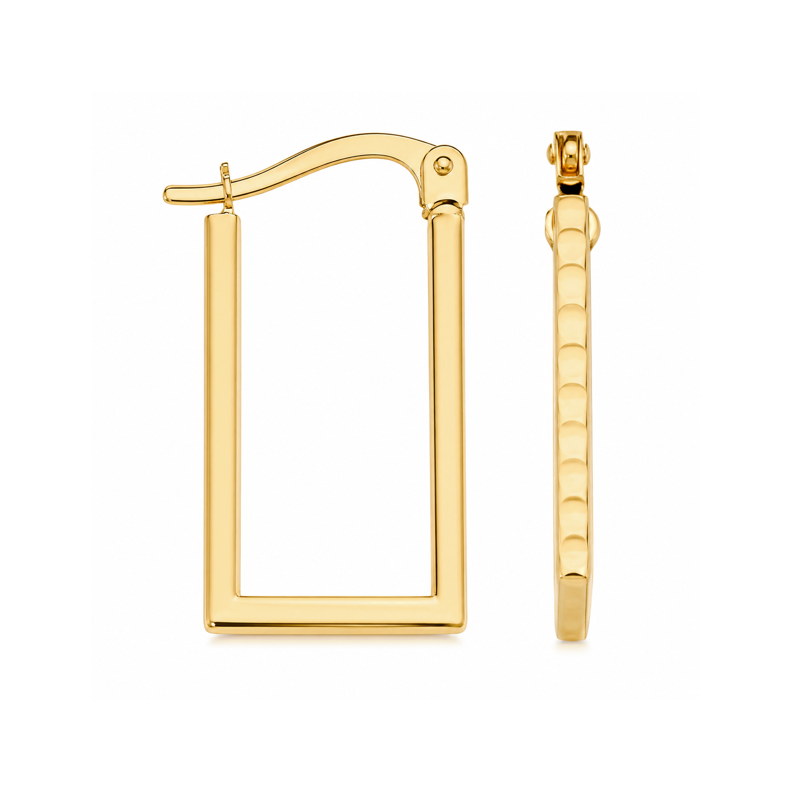 Golden Frame Rectangular Hoop Earrings