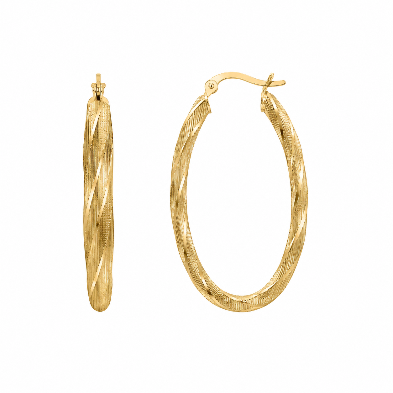 Twisted Textured Oval Hoop Earrings