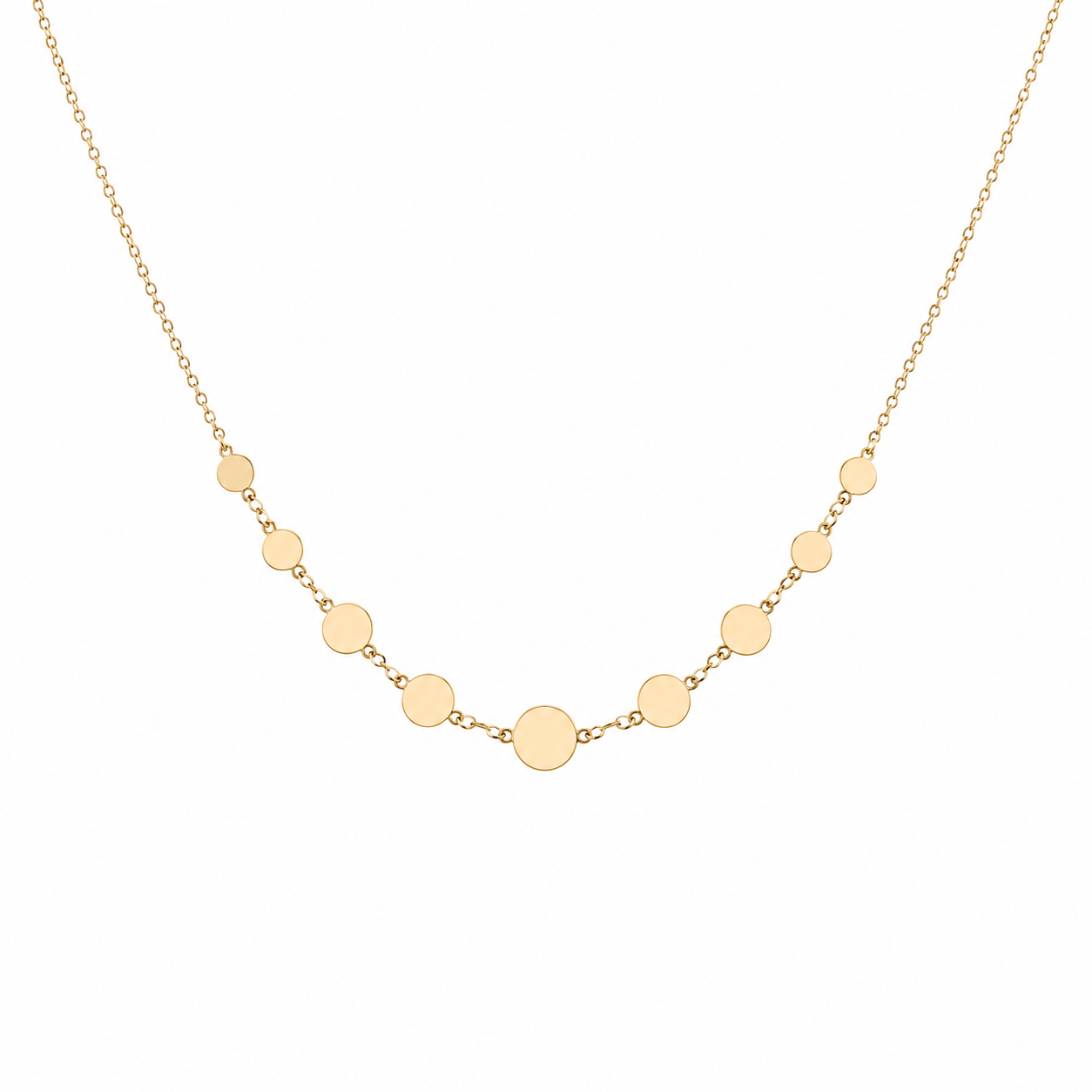 Golden Cascade Disc Necklace