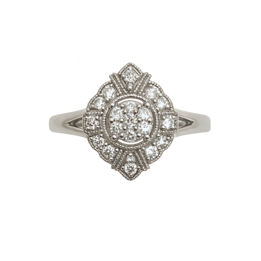Vintage TrueLight Round Diamond Cluster Promise Ring
