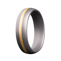Heavy Stone® Yellow Gold Pinstripe Tantalum Men’s Band