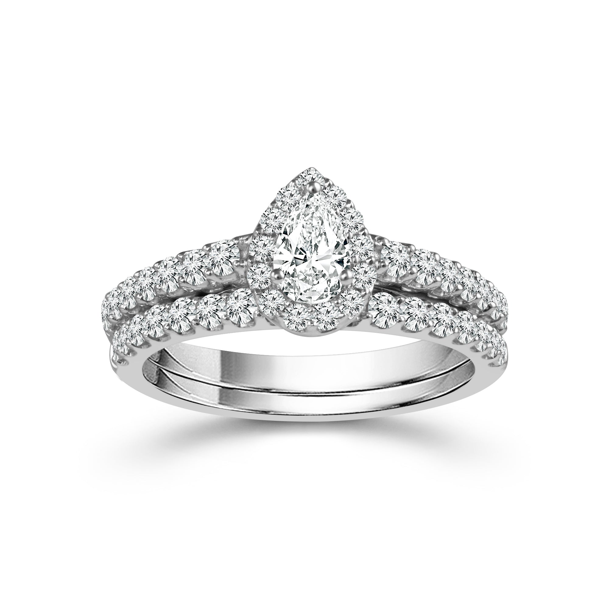 Love Story® Haloed Devotion Pear Diamond Bridal Set
