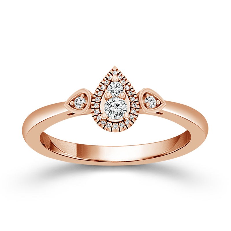 Teardrop Whisper Round Diamond Promise Ring