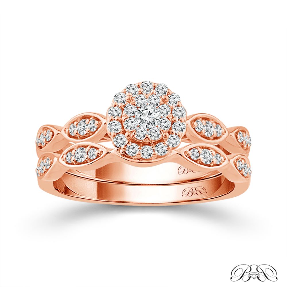 Two Hearts® Blush Bloom Round Diamond Bridal Set