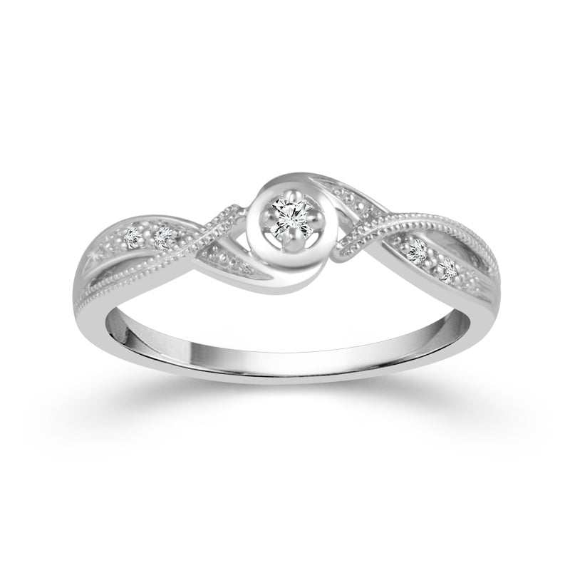 Whispering Twist Round Diamond Promise Ring