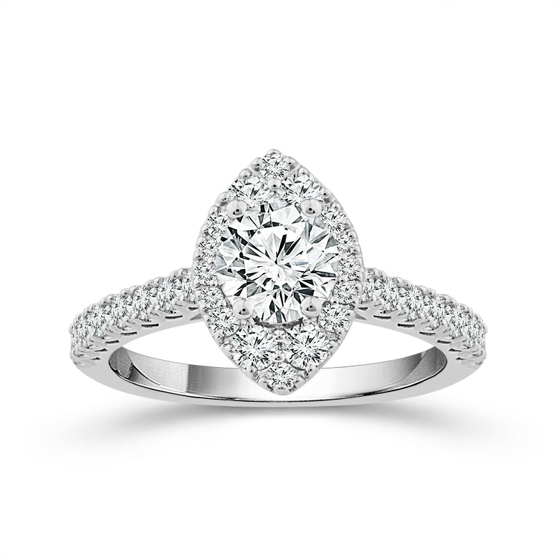 Two Hearts® Iced Marquise Round Diamond Engagement Ring