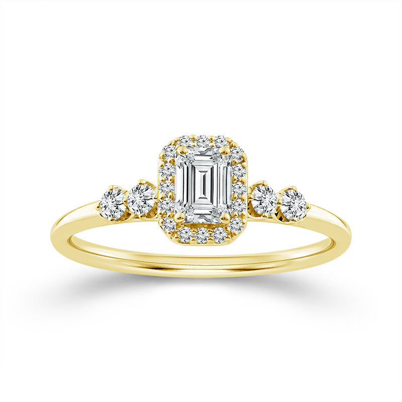 Two Hearts® Radiant Emerald Halo Engagement Ring