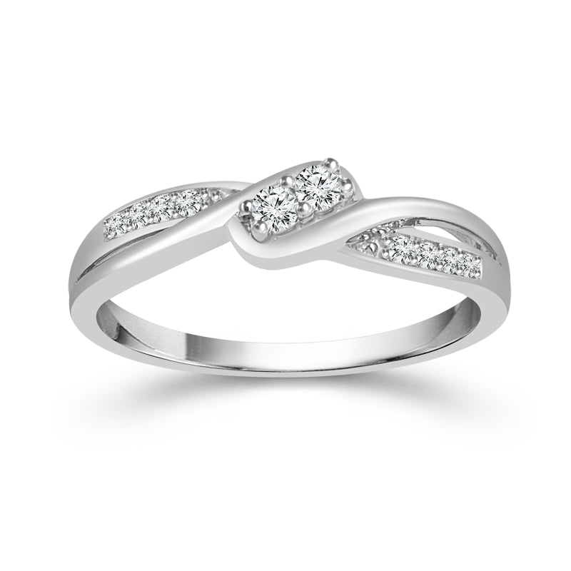 Silver Embrace Twist Diamond Promise Ring