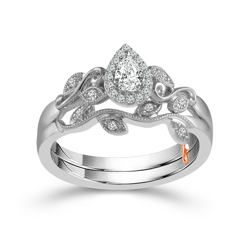Two Hearts® Pear Halo Vine Bridal Set
