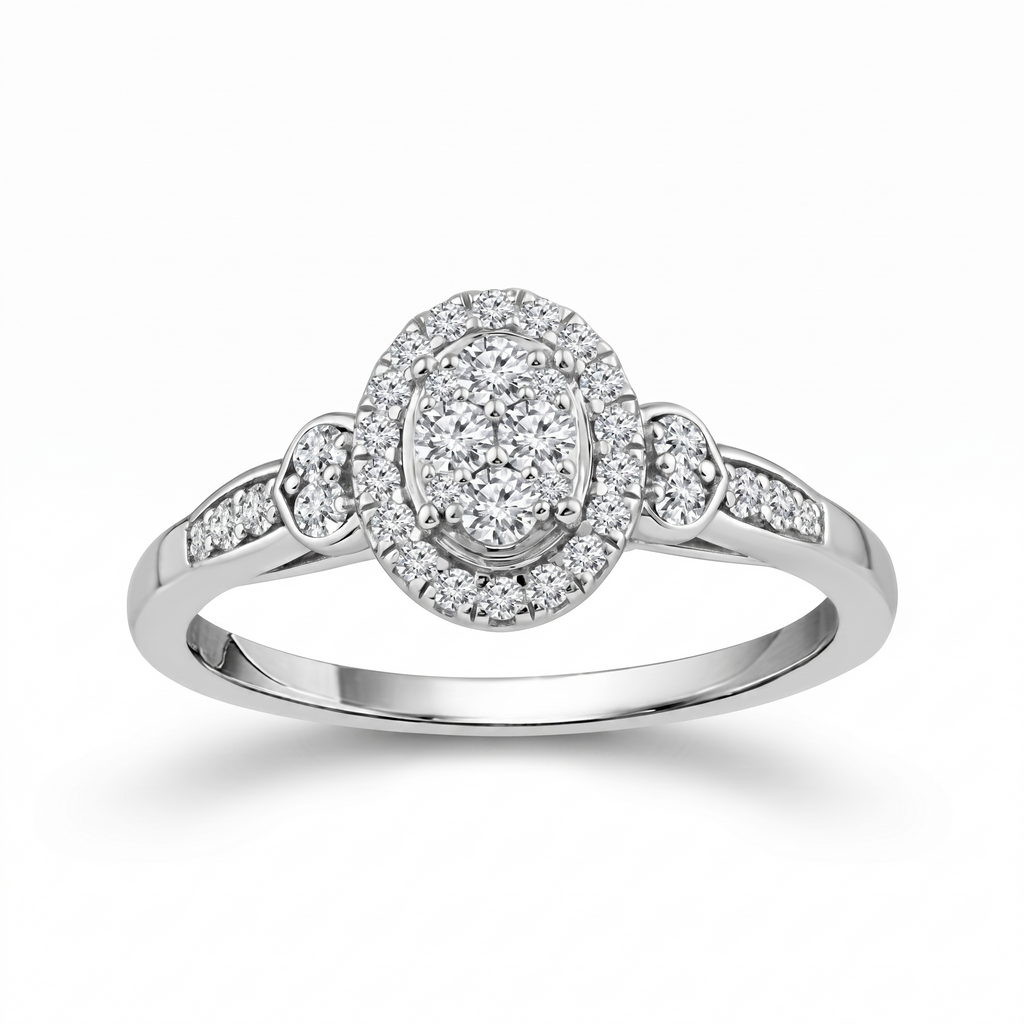 Two Hearts® Oval Halo Round Diamond Engagement Ring – Harry Ritchies