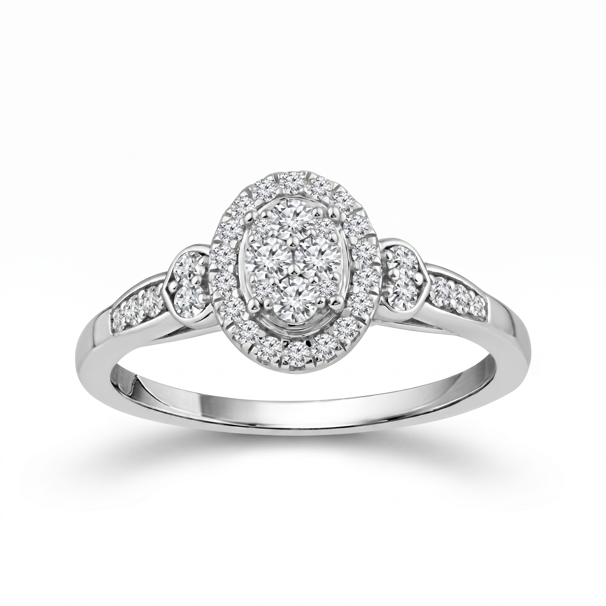 Two Hearts® Two Hearts® Oval Halo Round Diamond Engagement Ring