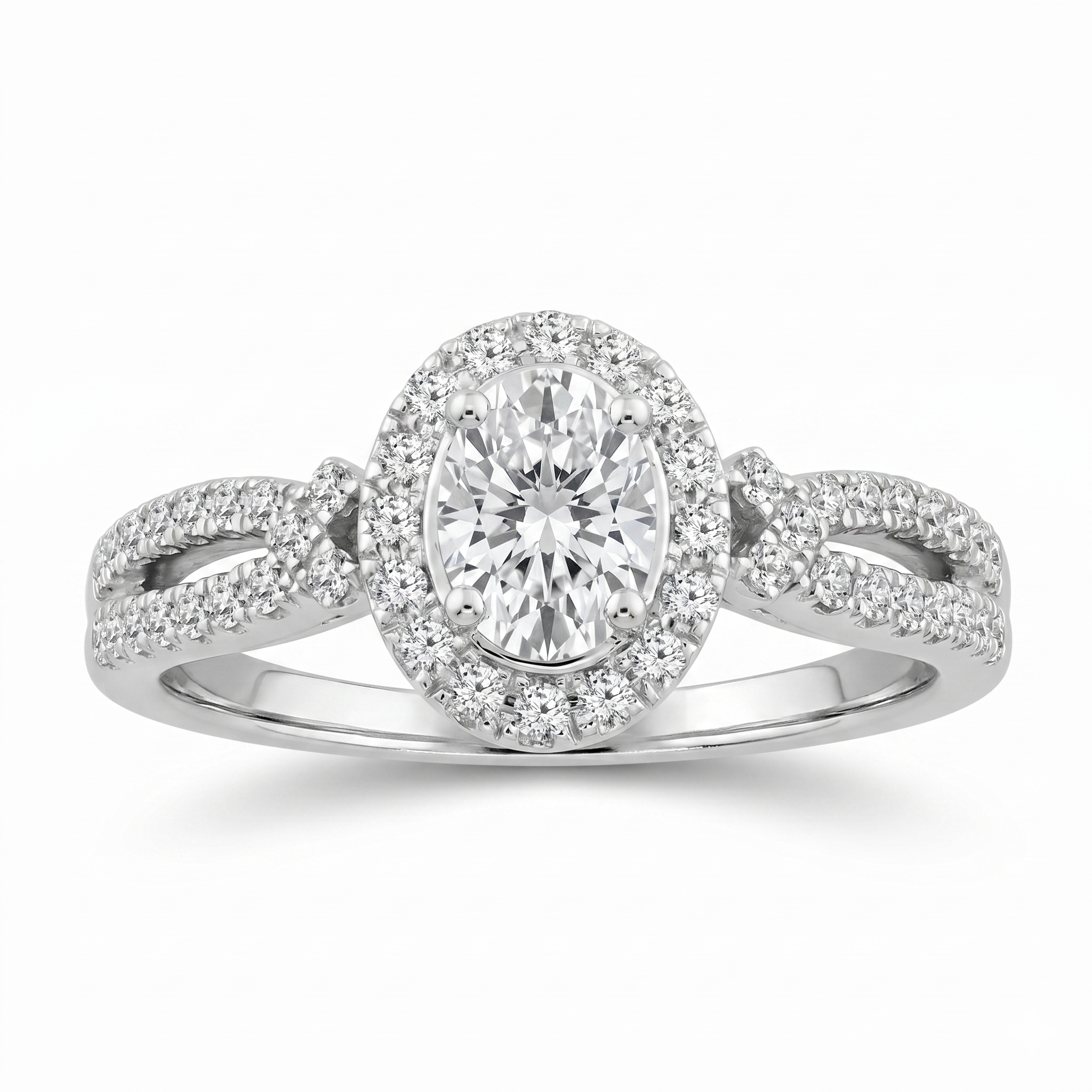 Two Hearts® Halo Dream Round Diamond Engagement Ring