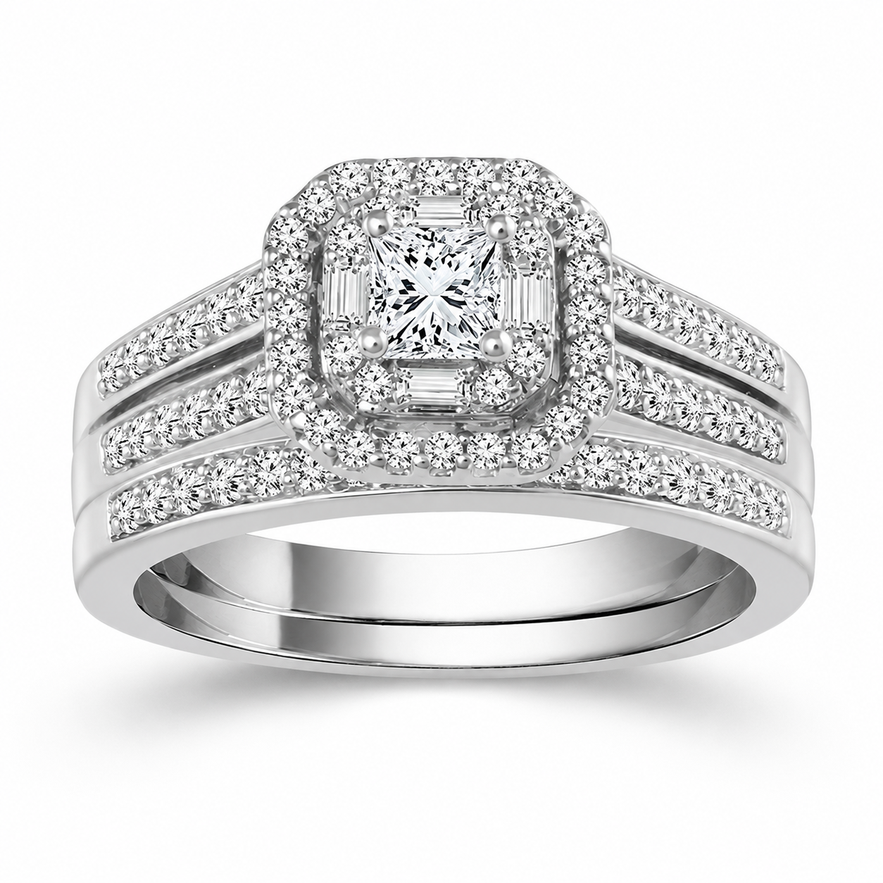 Two Hearts® Crowned Light Princess Diamond Wedding Set
