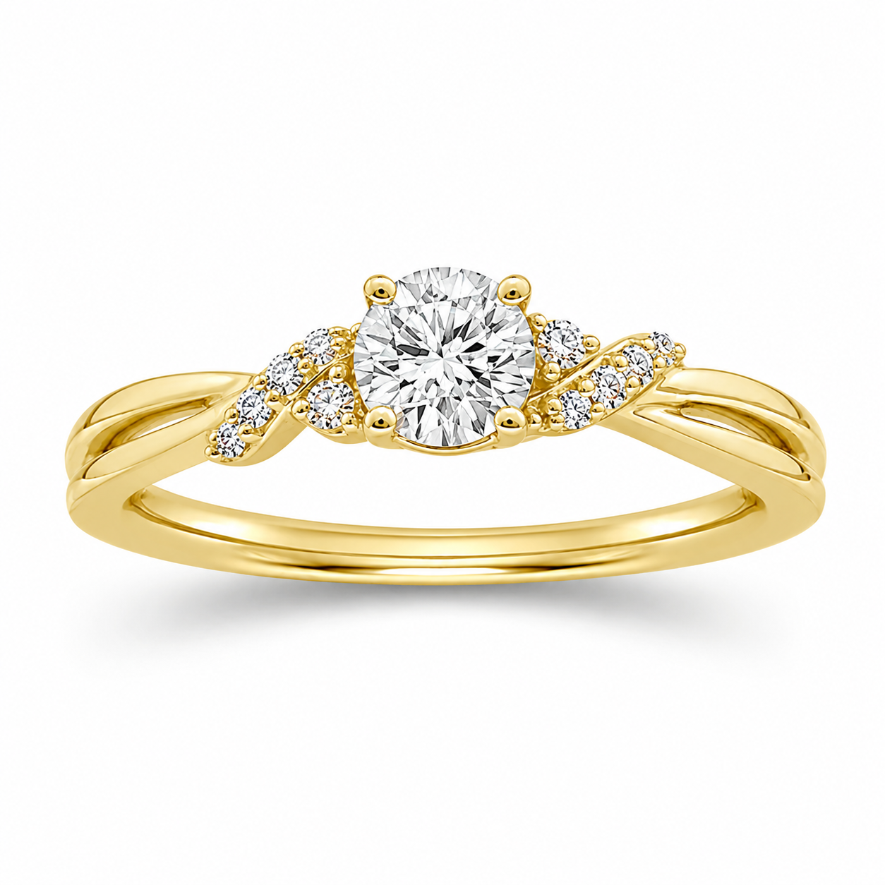 Two Hearts® TwistVine Round Diamond Engagement Ring
