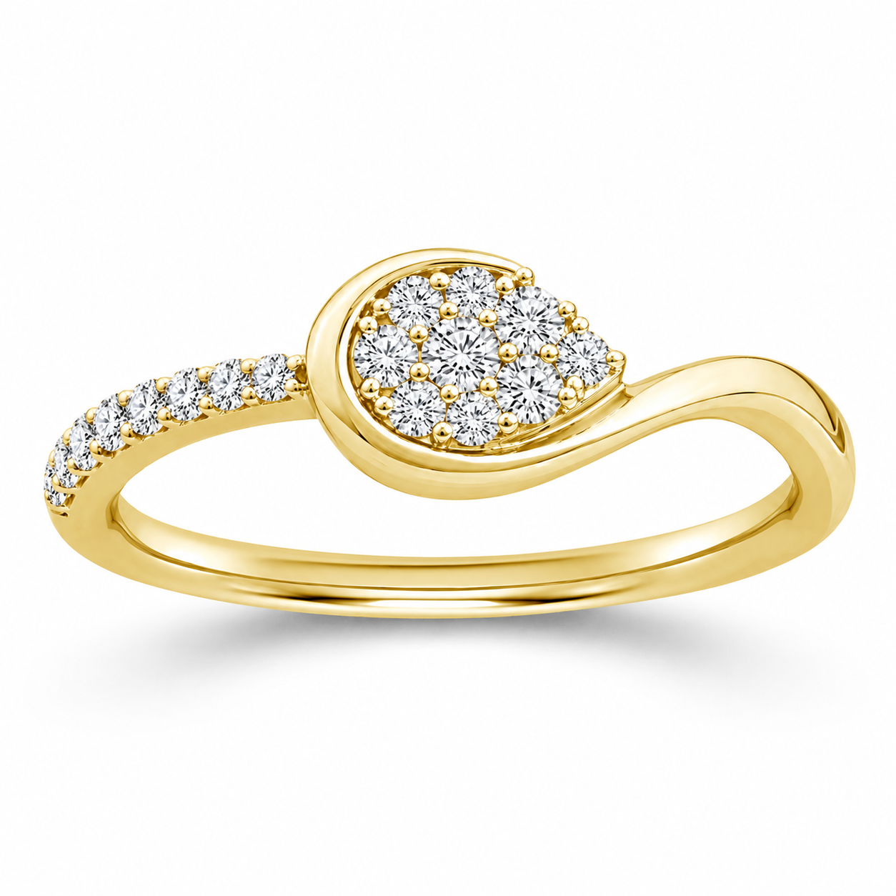 Pear Swirl Cluster Round Diamond Ring