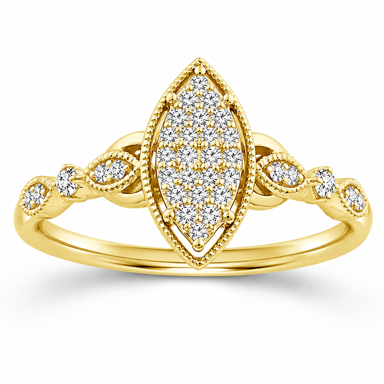 Round Diamond Marquise Cluster Lace Ring